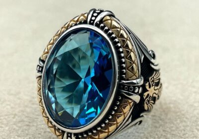 Mens-Aquamarine-Stone-Silver-Ring-Double-Headed-Eagle-Ring-Turkish-Handmade-Silver-Ring-925-Sterling-Silver-Silver-Jewelry-Gift-Hor-Him